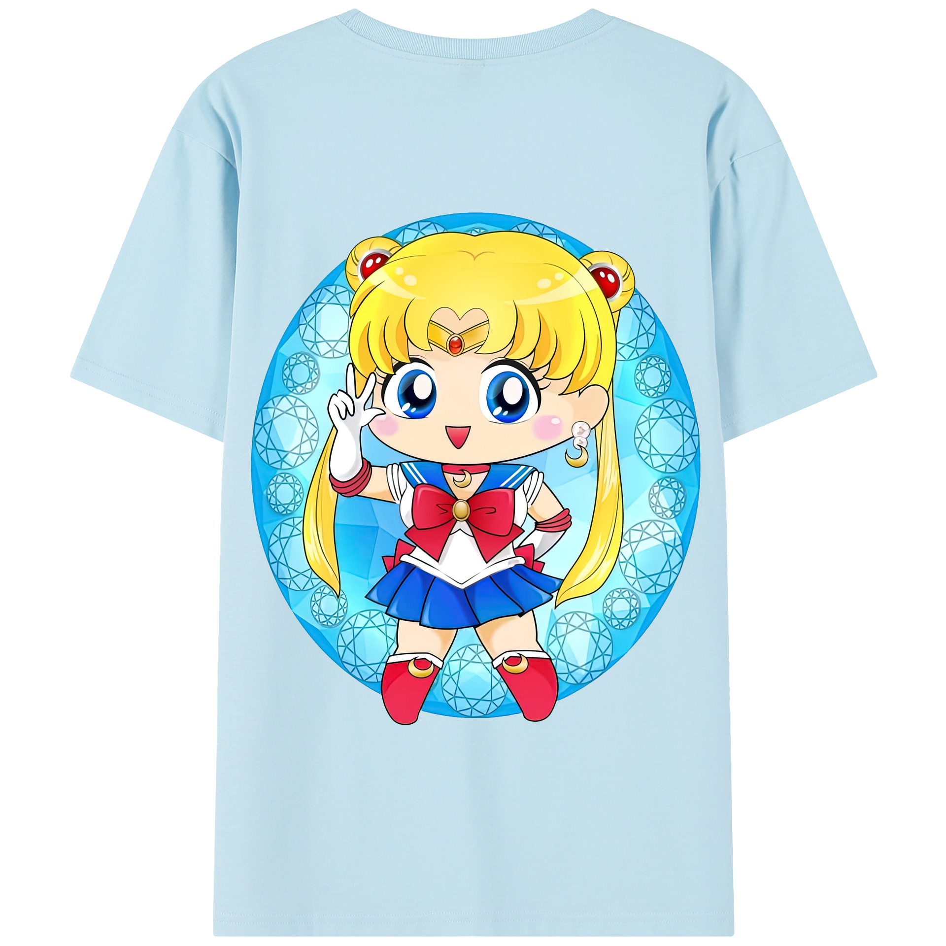 （画像用） 美少女戦士セーラームーン 月野 うさぎ つきの うさぎ Sailor Moon Tsukino Usagi 綿100％半袖Tシャツ（背面プリント）